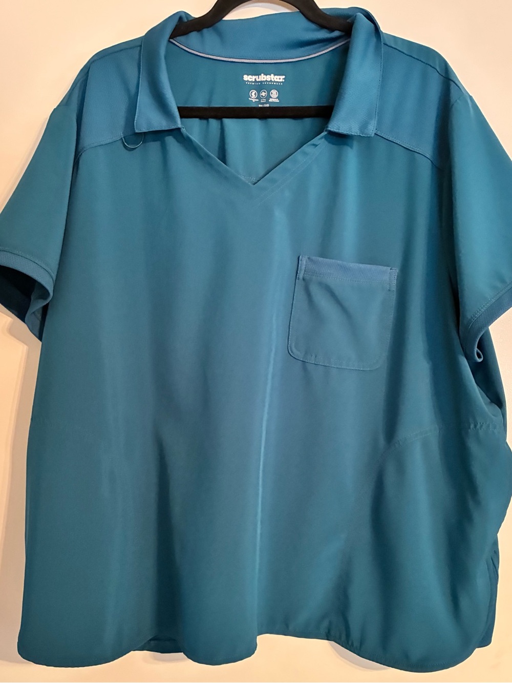 Scrubstar performance collared top medium teal green/blue pockets Medical Dental